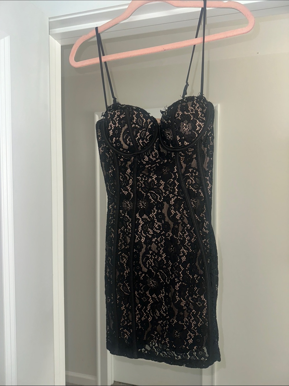 Black Lace Corset Mini Dress